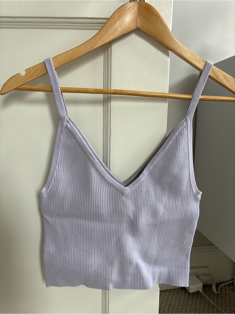 Olivaceous Lavender Ribbed V-Neck Tank Top